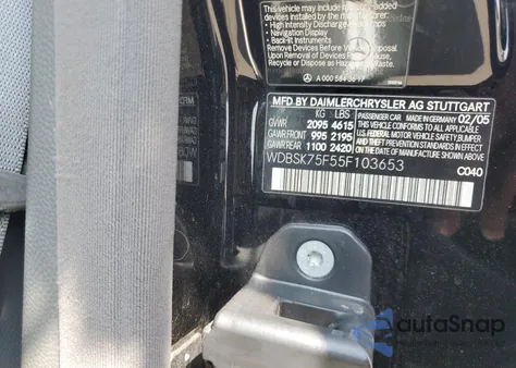 2005 Mercedes-Benz Sl 500 from USA, damaged, VIN WDBSK75F55F103653